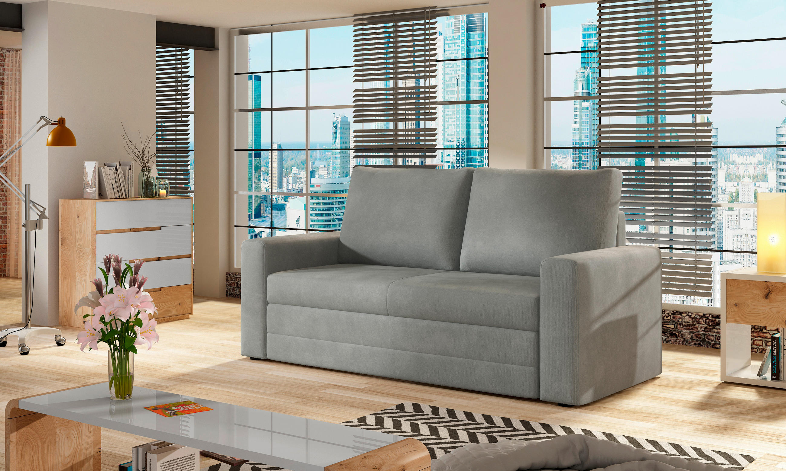 SCHLAFSOFA Samt Hellgrau  - Hellgrau/Schwarz, Design, Kunststoff/Textil (150/90/90cm) - MID.YOU