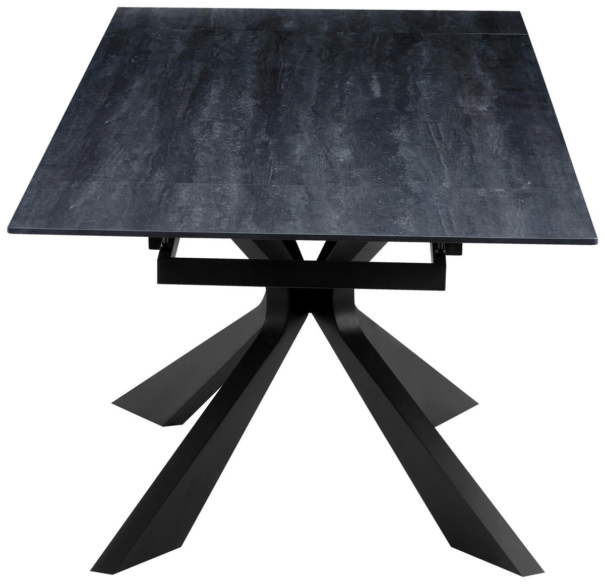 ESSTISCH 180-260/90/76 cm  Metall, Stein ausziehbar rechteckig Schwarz  - Schwarz, MODERN, Stein/Metall (180-260/90/76cm) - P & B