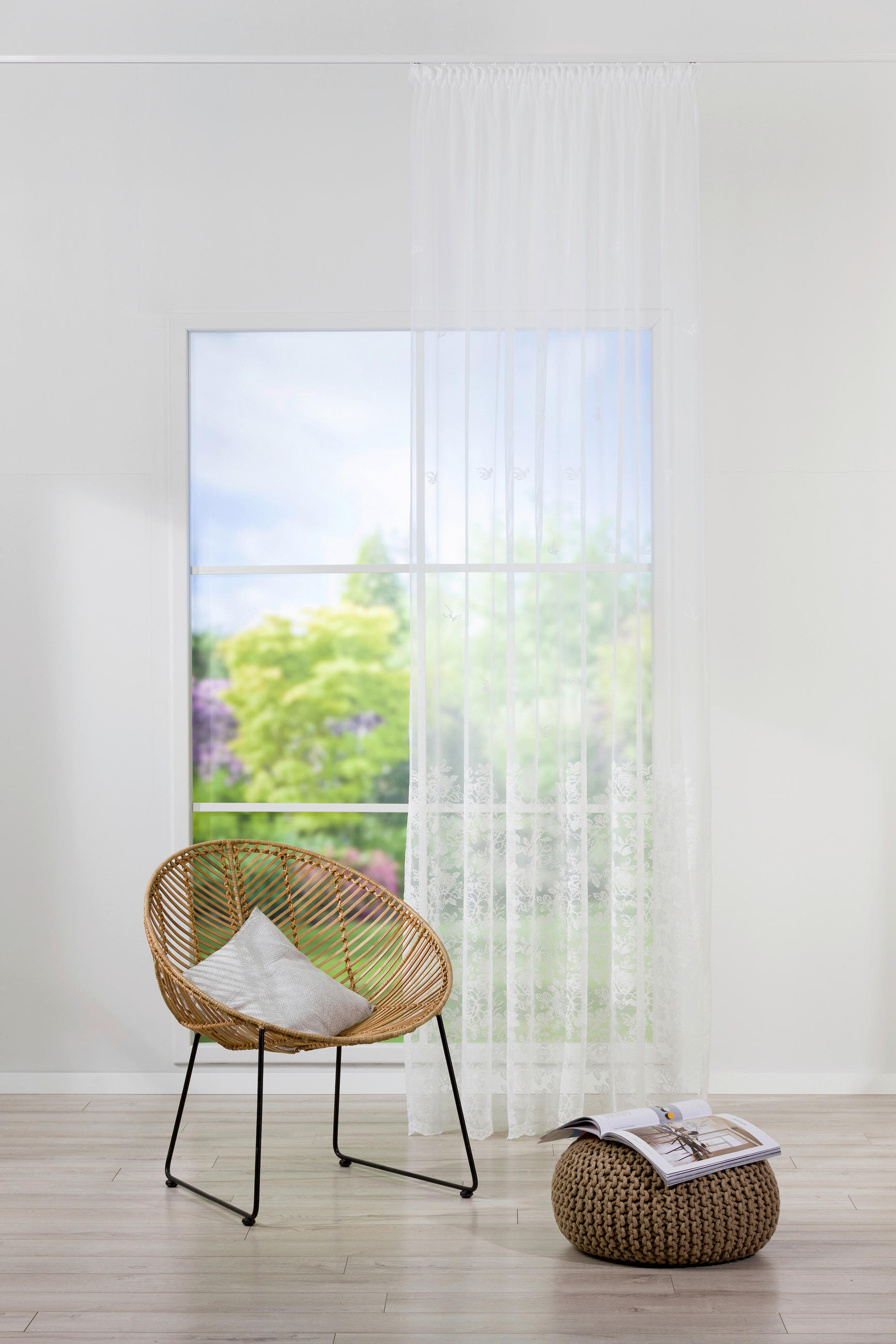 PERDEA CONFECțIONATĂ transparent  - alb, Basics, textil (26.5/43/5cm)