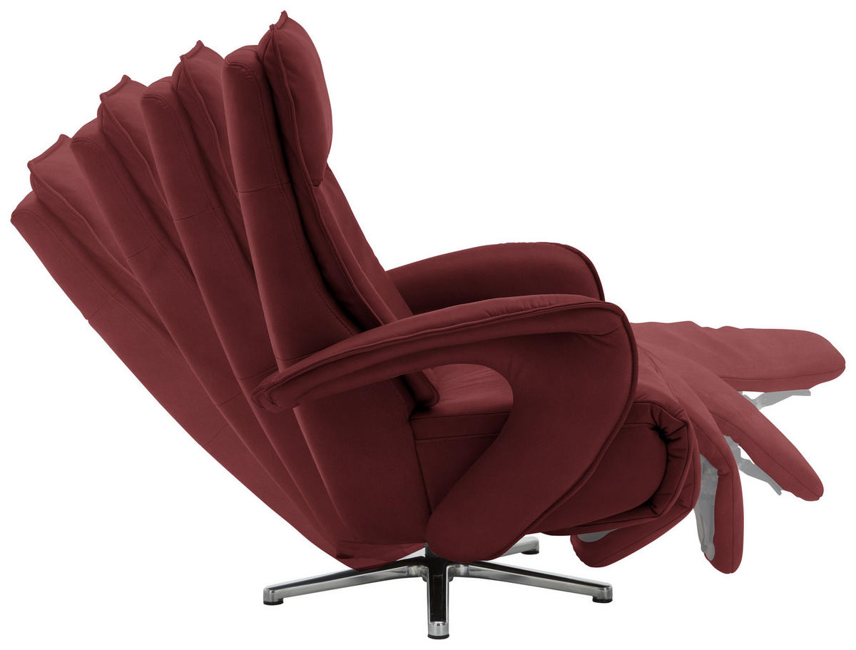 RELAXSESSEL in Leder Rot  - Chromfarben/Rot, Design, Leder/Metall (77/110/87cm) - Valdera