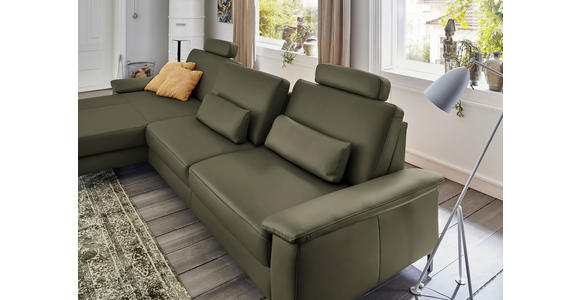 ECKSOFA in Echtleder Waldgrün 176/334 cm - Waldgrün/Schwarz, Design, Leder/Metall (176/334cm) - Dieter Knoll