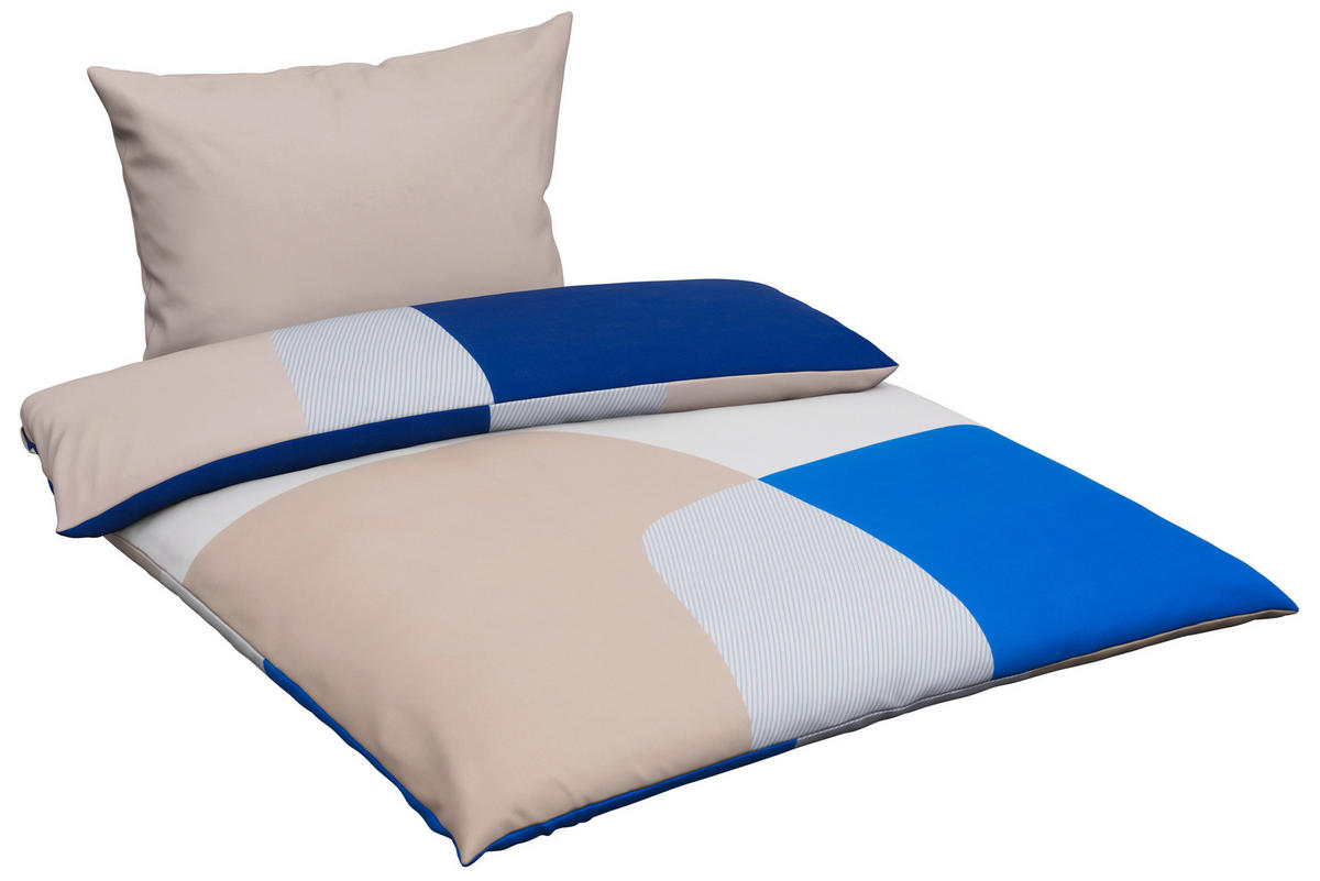 POVLEČENÍ, satén, modrá, přírodní barvy, béžová, 140/200 cm - modrá/přírodní barvy, Lifestyle, textil (140/200cm) - S. Oliver