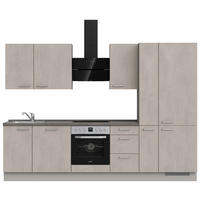 KÜCHENLEERBLOCK 300 cm   in Grau, Schieferfarben, Hellgrau  - Schieferfarben/Edelstahlfarben, MODERN, Holzwerkstoff/Metall (300cm) - Nobilia