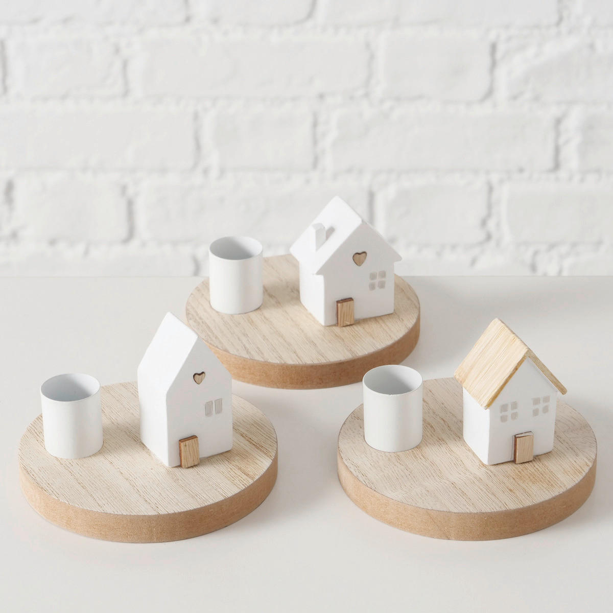 GYERTYATARTÓ - natúr színű/fehér, Basics, műanyag/faalapú anyag (10/6,5cm) - Ambia Home
