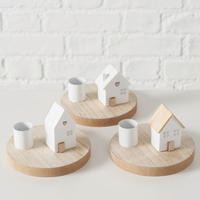 GYERTYATARTÓ - natúr színű/fehér, Basics, műanyag/faalapú anyag (10/6,5cm) - Ambia Home