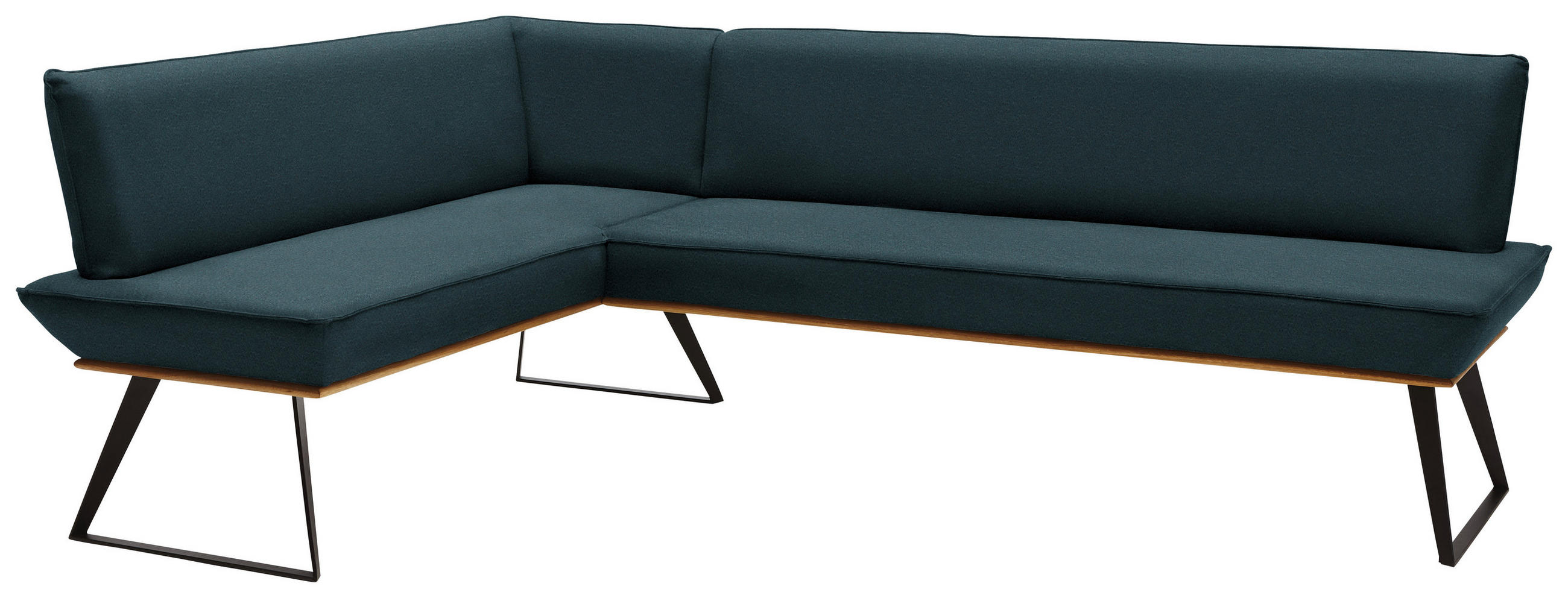 ECKBANK 163/243 cm  in Schwarz, Eichefarben, Petrol  - Eichefarben/Petrol, Design, Holz/Textil (163/243cm) - Voleo