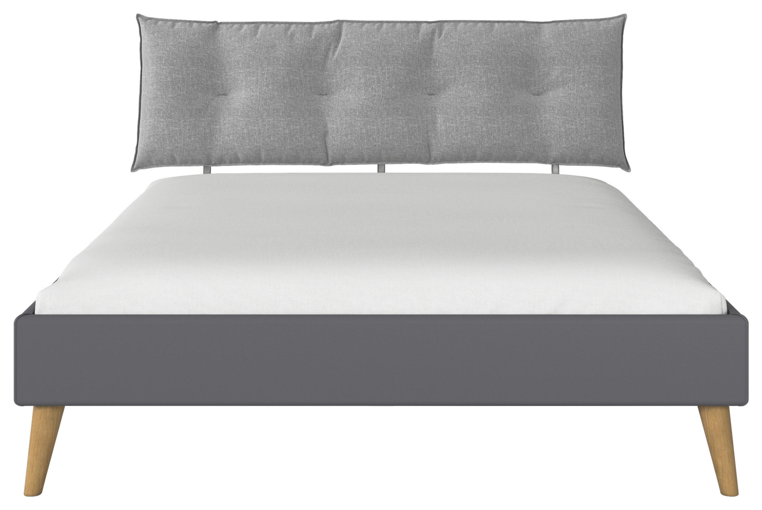 Thumbnail - Carryhome Bett, Grau, Textil, Eiche, massiv, 180x200 cm, Blauer Engel, Goldenes M, Made in Germany, in verschiedenen Grö...