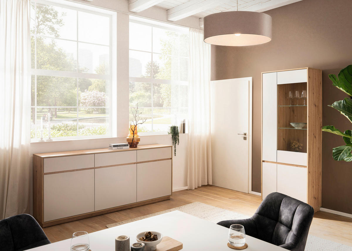 SIDEBOARD  202/89/40 cm 3 Schublade(n)  - Kaschmir/Eiche Artisan, Design, Holzwerkstoff (202/89/40cm) - MID.YOU