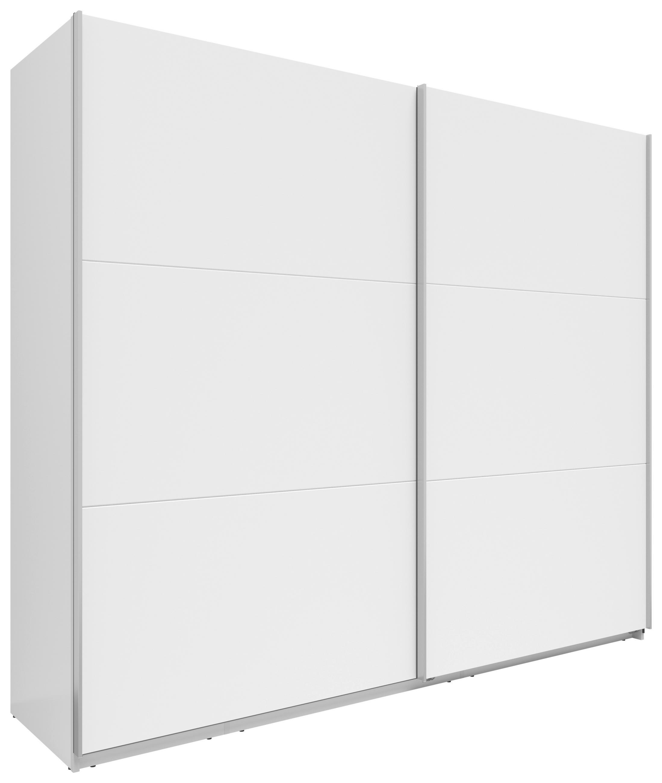 SCHWEBETÜRENSCHRANK  in Weiß  - Silberfarben/Weiß, Basics, Holzwerkstoff/Metall (250/216/64cm) - Boxxx