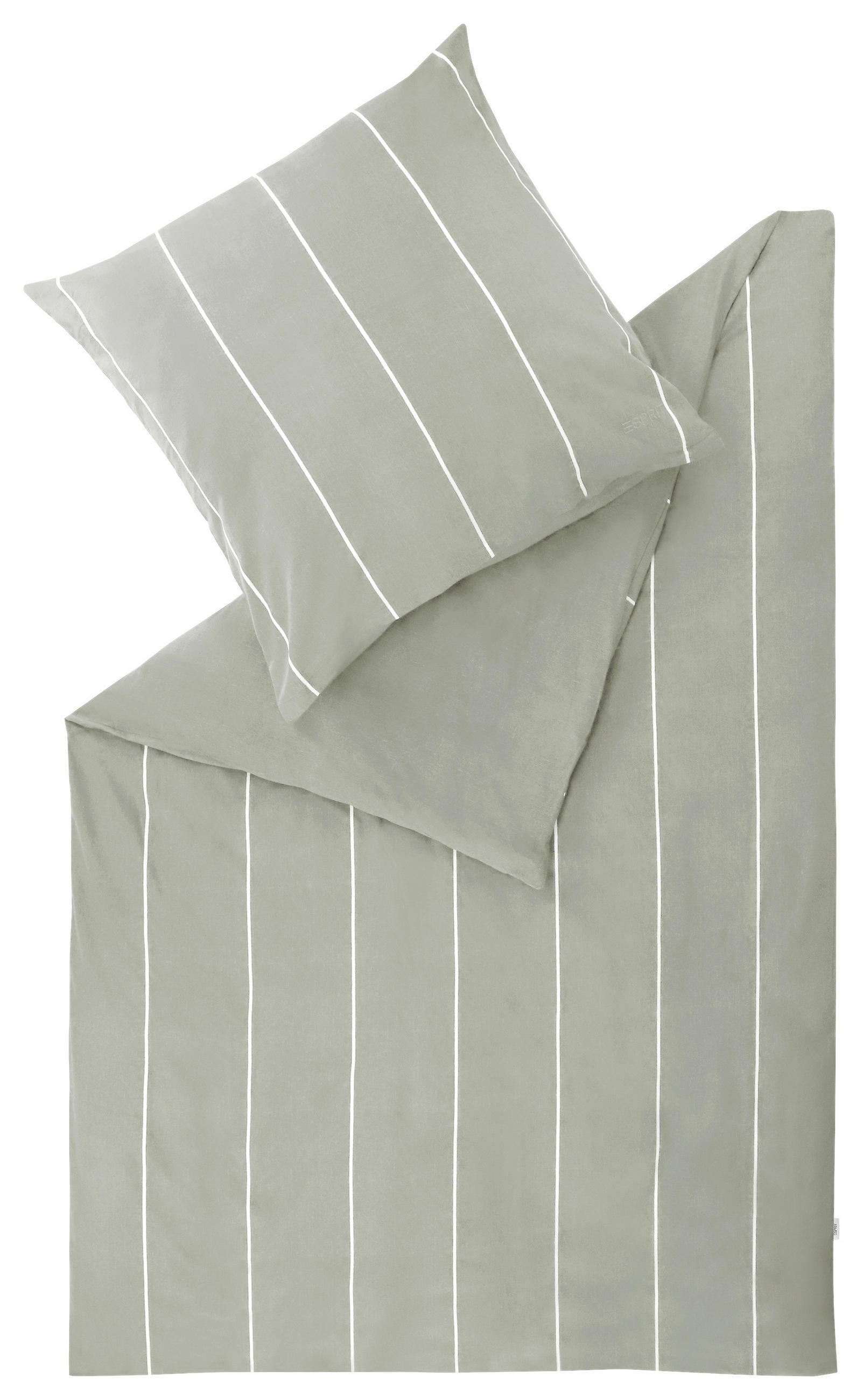 WENDEBETTWÄSCHE 135/200 cm E-HarpStripe-F Flanell  - Hellgrau/Grau, Design, Textil (135/200cm) - Esprit