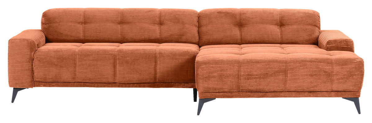 ECKSOFA in Cord Rostfarben  - Rostfarben/Schwarz, Konventionell, Textil/Metall (295/165cm) - Carryhome