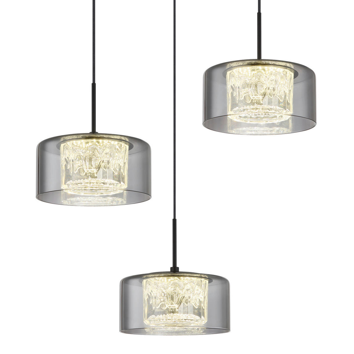 LED FÜGGŐLÁMPA 40/150 cm  - fekete/átlátszó, Design, műanyag/Üveg (40/150cm)