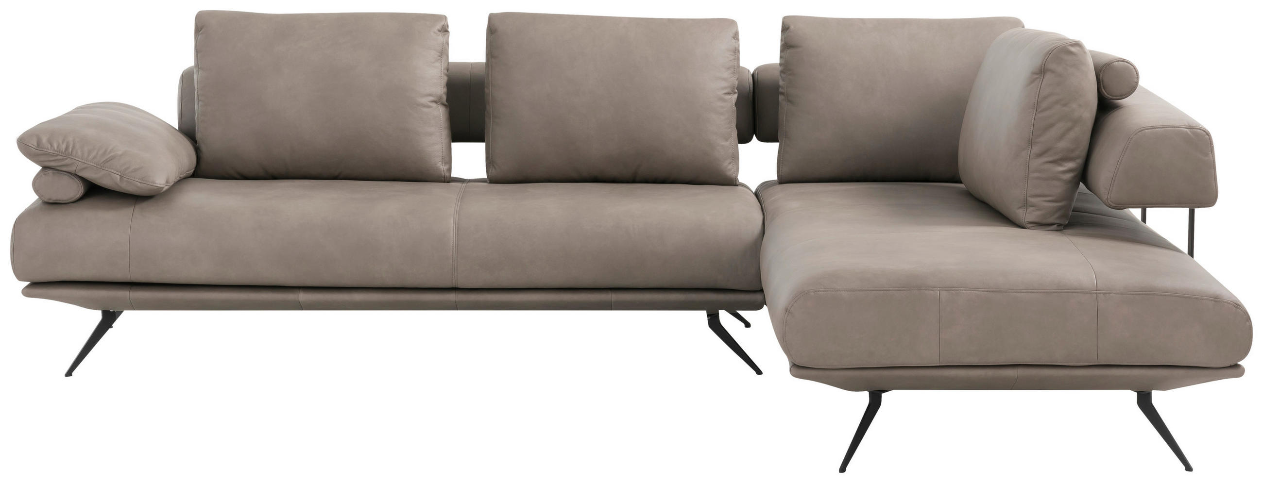 ECKSOFA Grau Echtleder  - Schwarz/Grau, Design, Leder/Metall (305/231cm) - Dieter Knoll