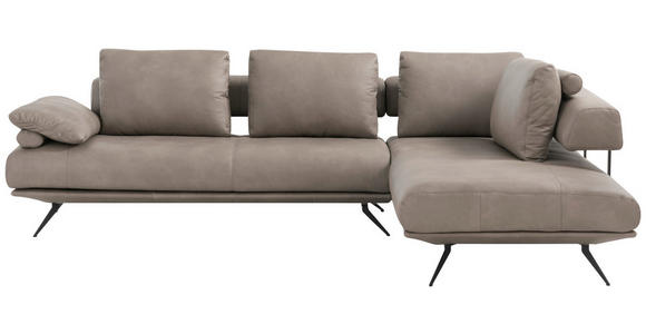 ECKSOFA Grau Echtleder  - Schwarz/Grau, Design, Leder/Metall (305/231cm) - Dieter Knoll