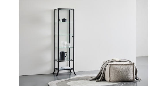VITRINE  in Schwarz, Transparent  - Transparent/Schwarz, Basics, Glas/Metall (45/180/40cm) - Xora