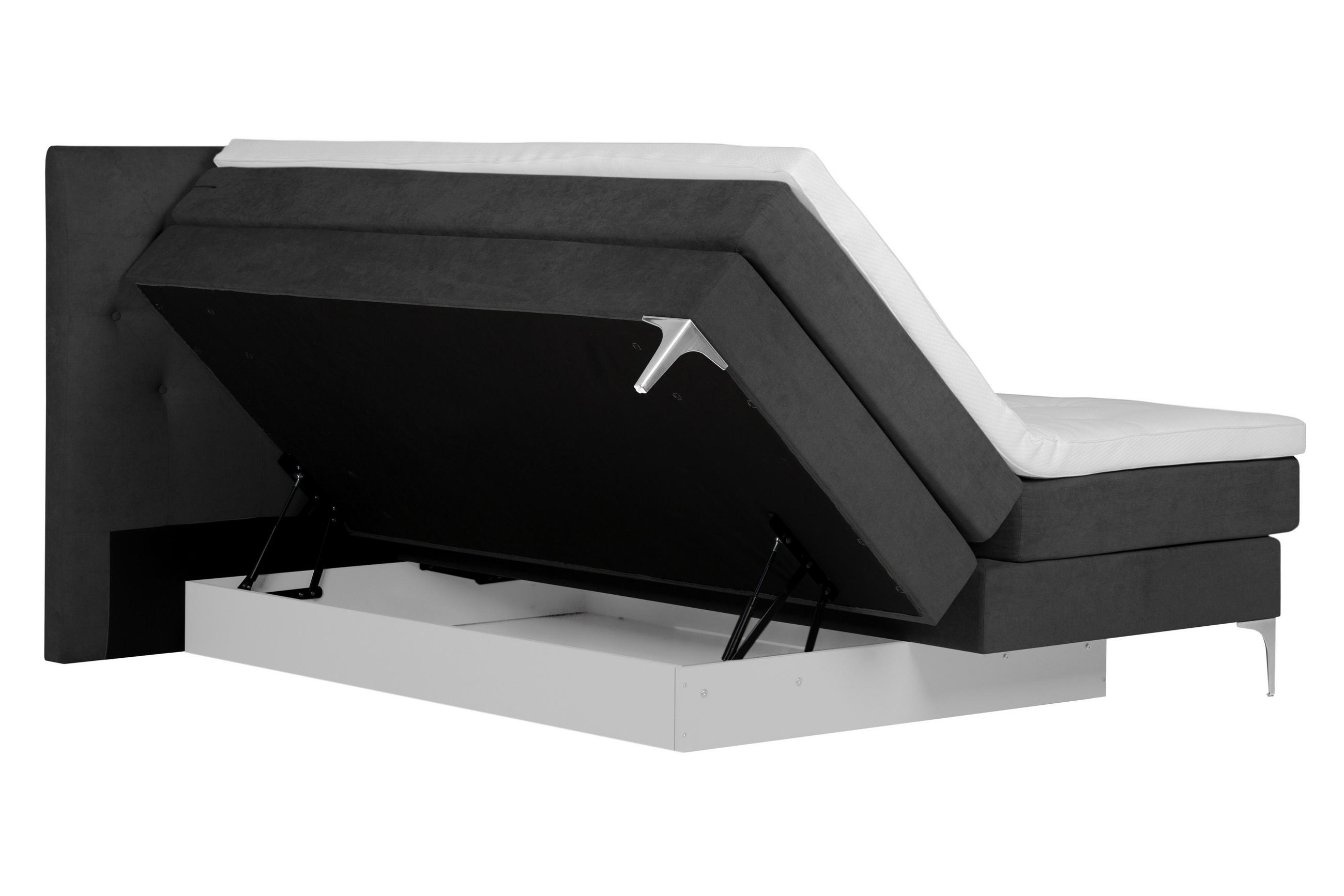 BOXSPRINGBETT 160/200 cm  in Graphitfarben  - Chromfarben/Graphitfarben, Design, Textil/Metall (160/200cm) - Welnova