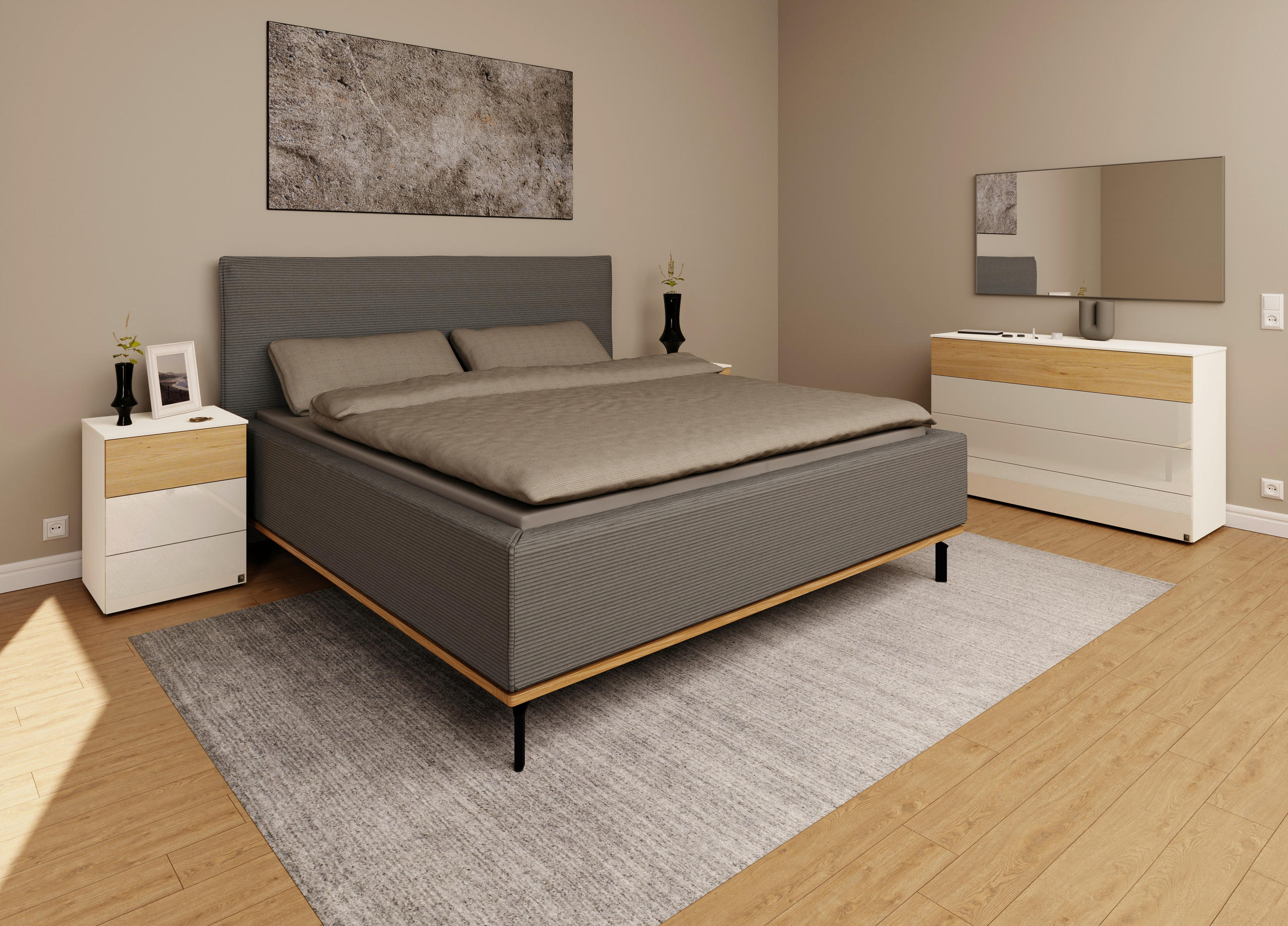 POLSTERBETT DELPHI -MR- - Graphitfarben/Weiß, Design, Holz/Textil (180/200cm) - Musterring