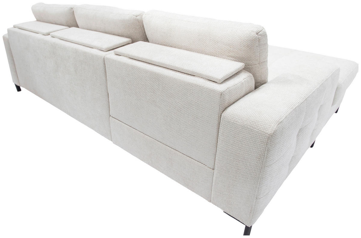 ECKSOFA in Struktur Beige  - Beige/Schwarz, Design, Textil/Metall (255/176cm) - Livetastic