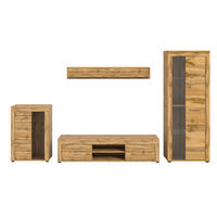 WOHNWAND 4-teilig  in Eiche Wotan  310/169/35 cm  - Silberfarben/Eiche Wotan, Design, Glas/Holzwerkstoff (310/169/35cm) - MID.YOU