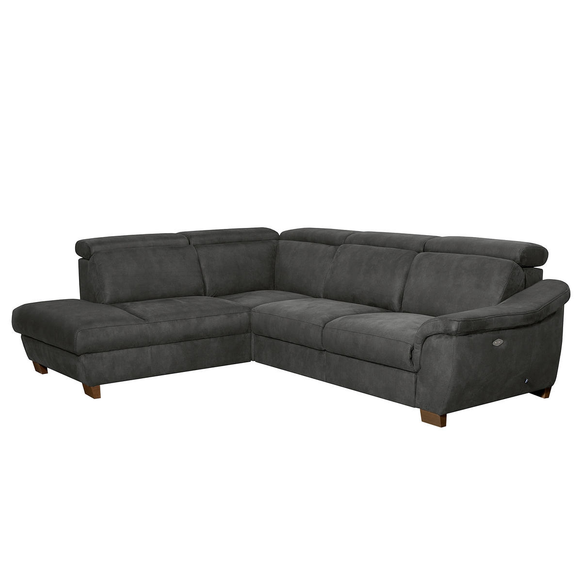 ECKSOFA TREND in Mikrofaser Anthrazit Bettkasten, Relaxfunktion, Kopfteilverstellung  238/276 cm  - Wengefarben/Anthrazit, Design, Holz/Textil (238/276cm) - Livetastic
