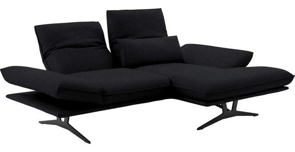 ECKSOFA in Echtleder Schwarz  - Schwarz, Design, Leder/Metall (210/130cm) - Dieter Knoll