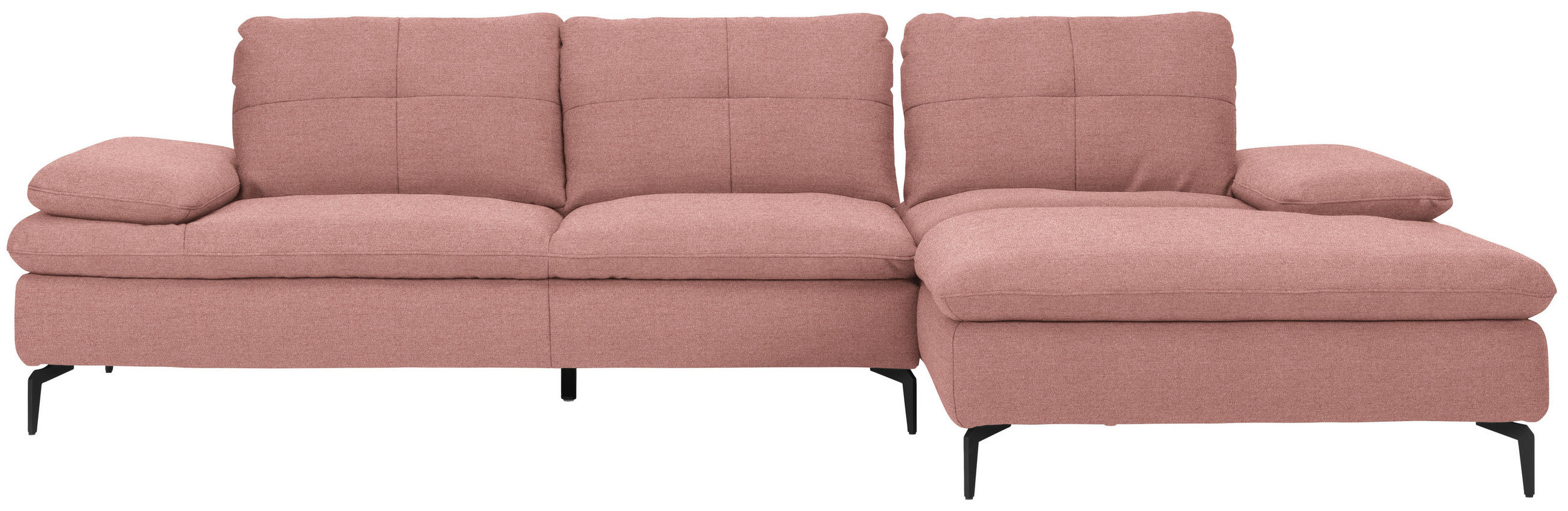 ECKSOFA in Webstoff Altrosa  - Schwarz/Altrosa, Design, Textil/Metall (301/179cm) - Chilliano