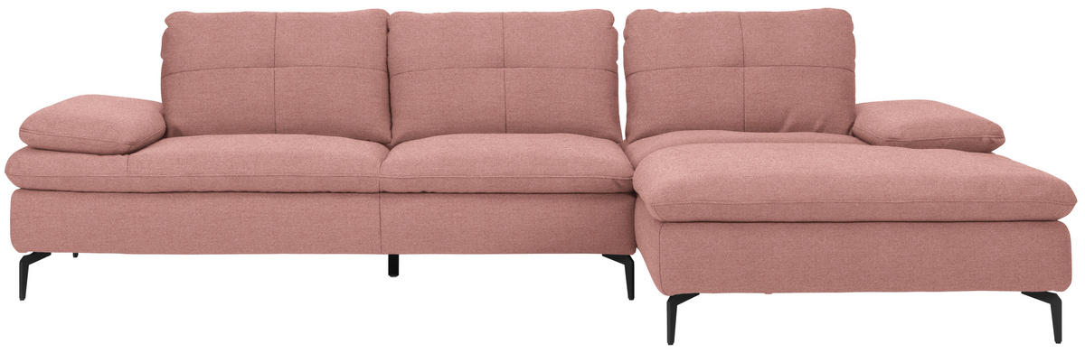 ECKSOFA in Webstoff Altrosa  - Schwarz/Altrosa, Design, Textil/Metall (301/179cm) - Chilliano