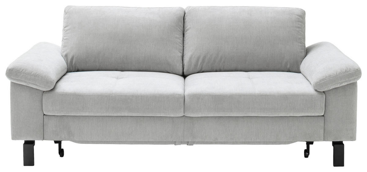 CANAPÉ 2.5 PLACES Velours Silberfarben  - Silberfarben/Schwarz, Design, Textil/Metall (206/86/97cm) - Pure Home Lifestyle