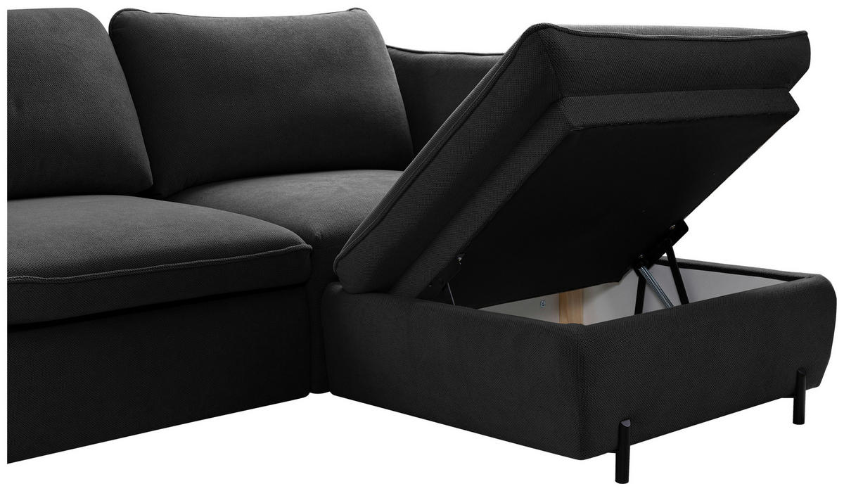 HÖRNSOFFA i svart  - svart, Modern, metall/textil (262/178cm) - MID.YOU
