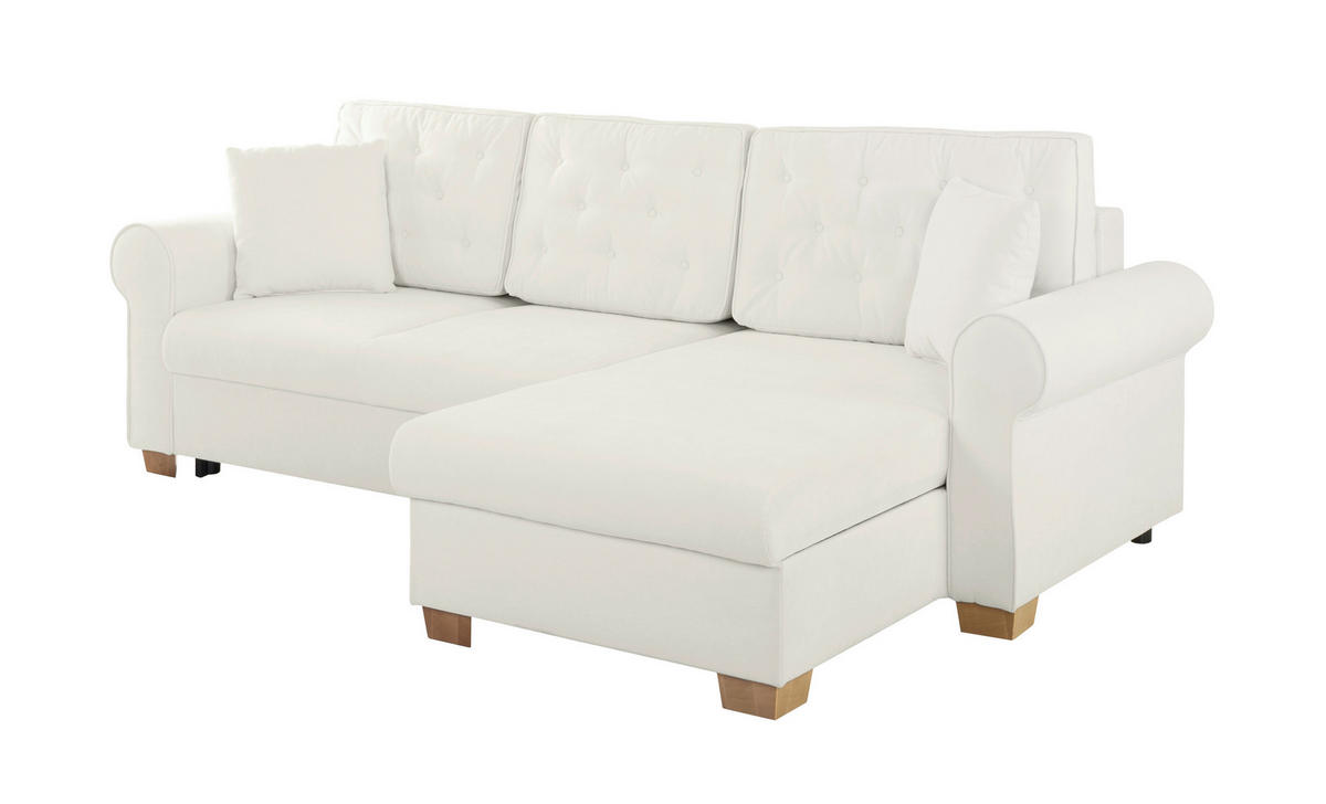 ECKSOFA in Hellgrau  - Buchefarben/Hellgrau, Design, Holz/Textil (266/161cm) - MID.YOU