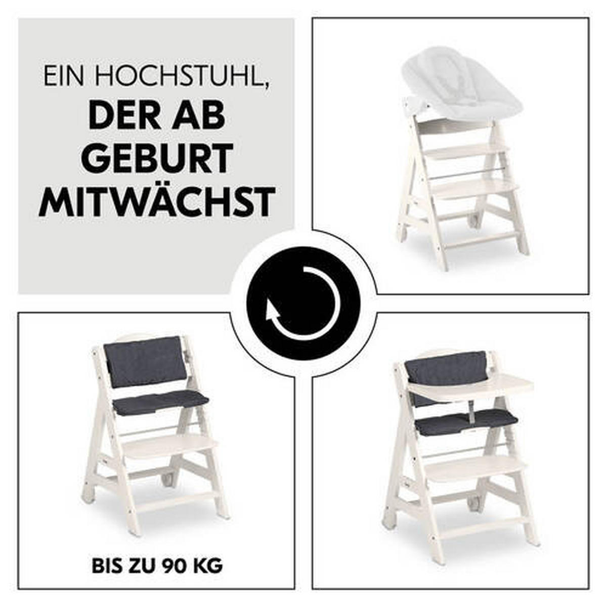 HOCHSTUHL Beta+ Weiß White  - Weiß, Basics, Holz (48/79/58cm) - Hauck