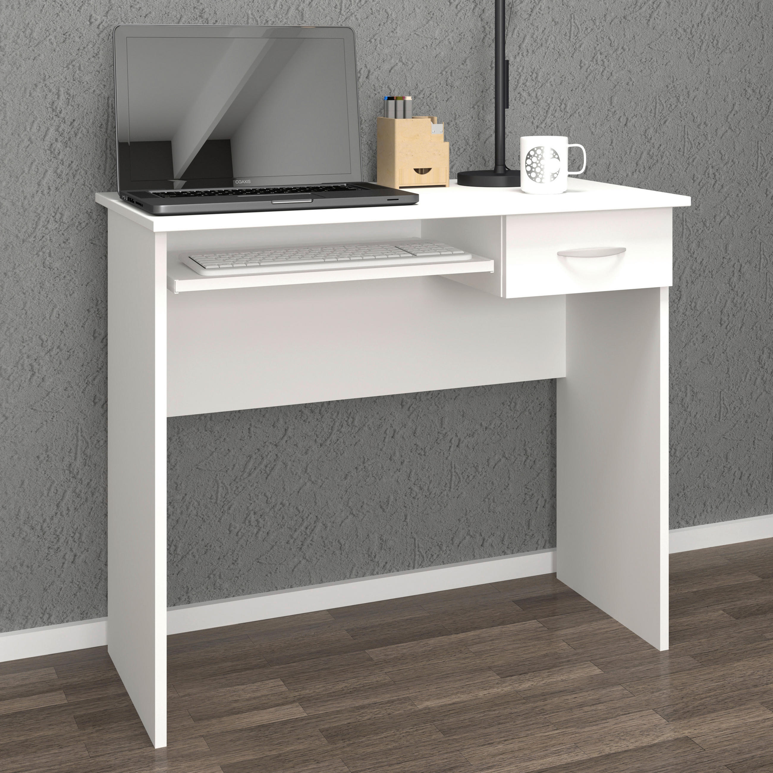 SCHREIBTISCH 85/50/75 cm  in Weiß  - Alufarben/Weiß, MODERN, Holzwerkstoff/Metall (85/50/75cm) - MID.YOU