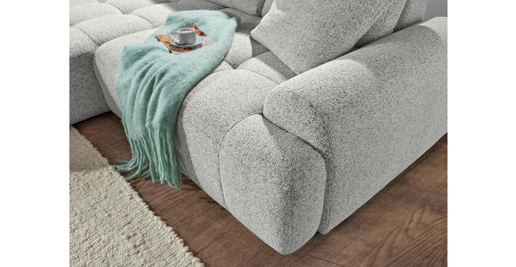 Ecksofa mit Funktion Creme Flachgewebe Zierkissen, Rückenkissen, Bettkasten, Schlaffunktion, Rücken echt, Liegefläche im Originalstoff  - Creme/Schwarz, KONVENTIONELL, Kunststoff/Textil (190/277cm) - Carryhome
