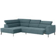 ECKSOFA Türkis Feincord  - Türkis/Schwarz, Design, Textil/Metall (205/280cm) - Xora