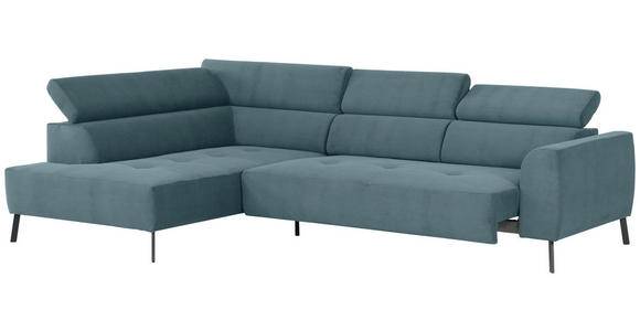 ECKSOFA Türkis Feincord - Türkis/Schwarz, Design, Textil/Metall (205/280cm) - Xora