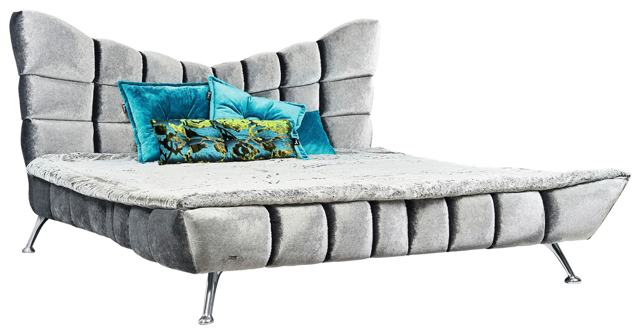POLSTERBETT Silberfarben 180/200 cm  - Silberfarben, Design, Textil/Metall (180/200cm) - Bretz