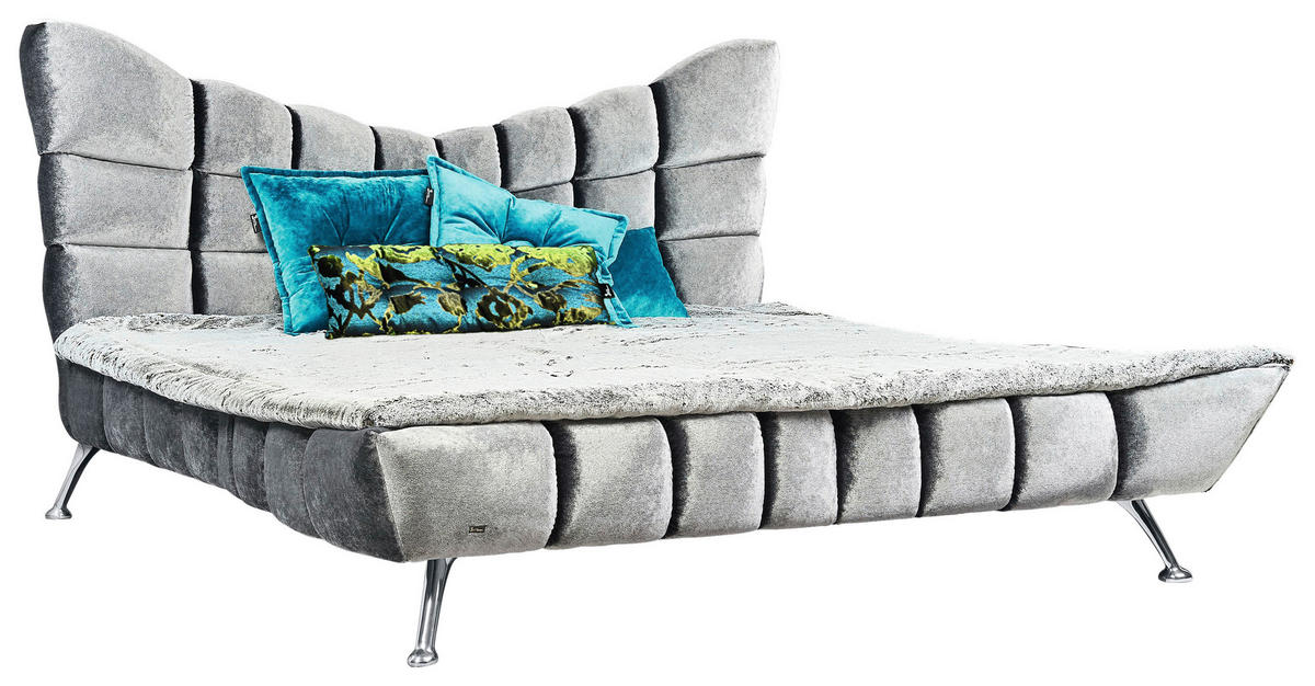 POLSTERBETT Silberfarben 160/200 cm  - Silberfarben, Design, Textil/Metall (160/200cm) - Bretz