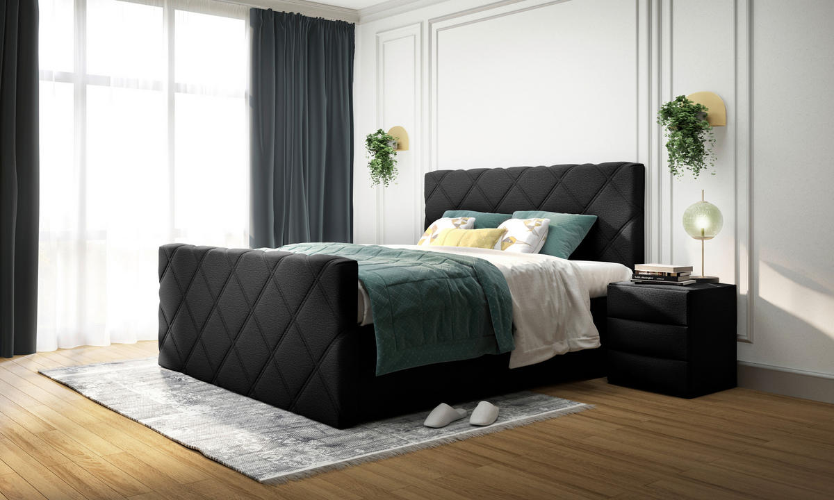 BOXSPRINGBETT 160/200 cm  in Schwarz  - Schwarz, KONVENTIONELL, Textil (160/200cm) - Esposa