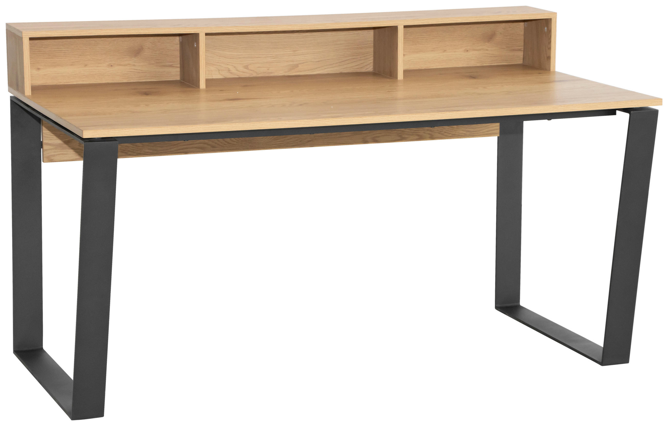 SCHREIBTISCH  in Schwarz, Eichefarben  - Eichefarben/Schwarz, MODERN, Holzwerkstoff/Metall (150/80/80cm) - MID.YOU