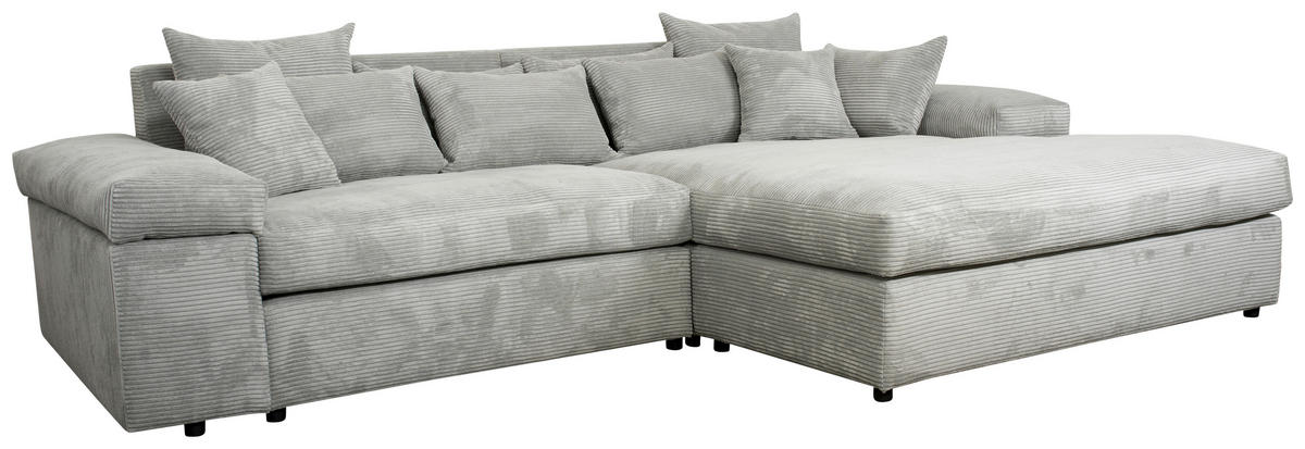ECKSOFA Grau Cord Zierkissen, Rückenkissen, Rücken echt  - Schwarz/Grau, MODERN, Kunststoff/Textil (300/208cm) - Carryhome