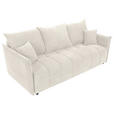 SCHLAFSOFA Plüsch Creme  inkl. Zierkissen, Rückenkissen, Bettkasten, Schlaffunktion, Rücken echt, Liegefläche im Originalstoff  - Creme/Schwarz, KONVENTIONELL, Kunststoff/Textil (200/73/105cm) - Carryhome