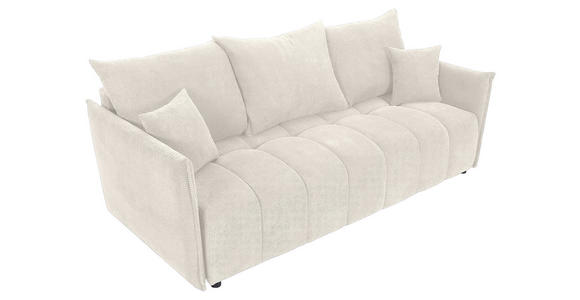 SCHLAFSOFA Plüsch Creme  inkl. Zierkissen, Rückenkissen, Bettkasten, Schlaffunktion, Rücken echt, Liegefläche im Originalstoff  - Creme/Schwarz, KONVENTIONELL, Kunststoff/Textil (200/73/105cm) - Carryhome