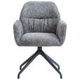 ARMLEHNSTUHL  Sitzfläche 360° drehbar, automatische Rückholfunktion Leinenoptik  - Schwarz/Grau, Design, Textil/Metall (62/89/63cm) - Dieter Knoll