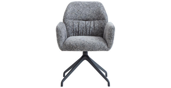 ARMLEHNSTUHL  Sitzfläche 360° drehbar, automatische Rückholfunktion Leinenoptik  - Schwarz/Grau, Design, Textil/Metall (62/89/63cm) - Dieter Knoll