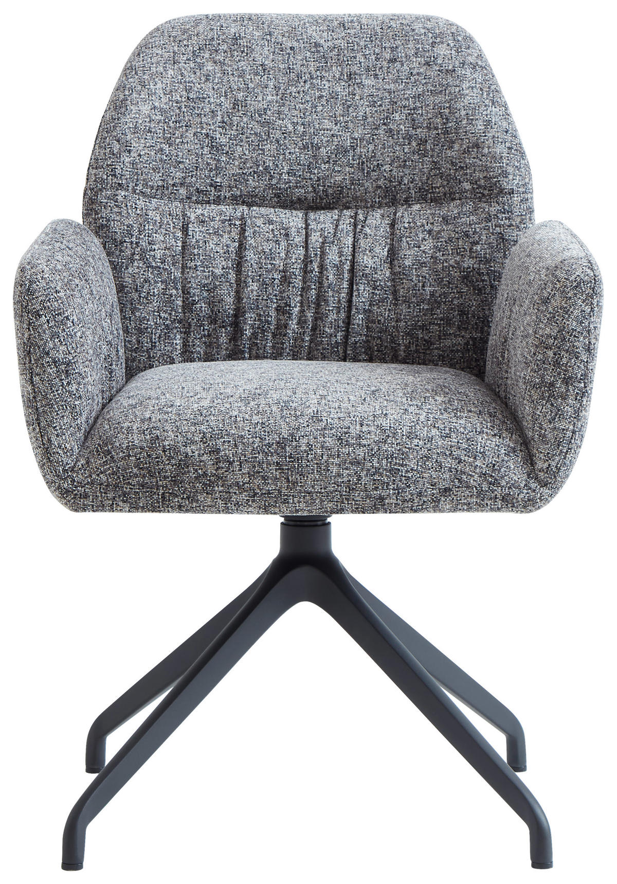 ARMLEHNSTUHL  Sitzfläche 360° drehbar, automatische Rückholfunktion Leinenoptik  - Schwarz/Grau, Design, Textil/Metall (62/89/63cm) - Dieter Knoll