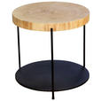 BEISTELLTISCH 50/50/55 cm Eiche furniert Schwarz, Eichefarben rund  - Eichefarben/Schwarz, Natur, Holz/Holzwerkstoff (50/50/55cm) - Waldwelt