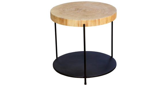 BEISTELLTISCH 50/50/55 cm Eiche furniert Schwarz, Eichefarben rund - Eichefarben/Schwarz, Natur, Holz/Holzwerkstoff (50/50/55cm) - Waldwelt