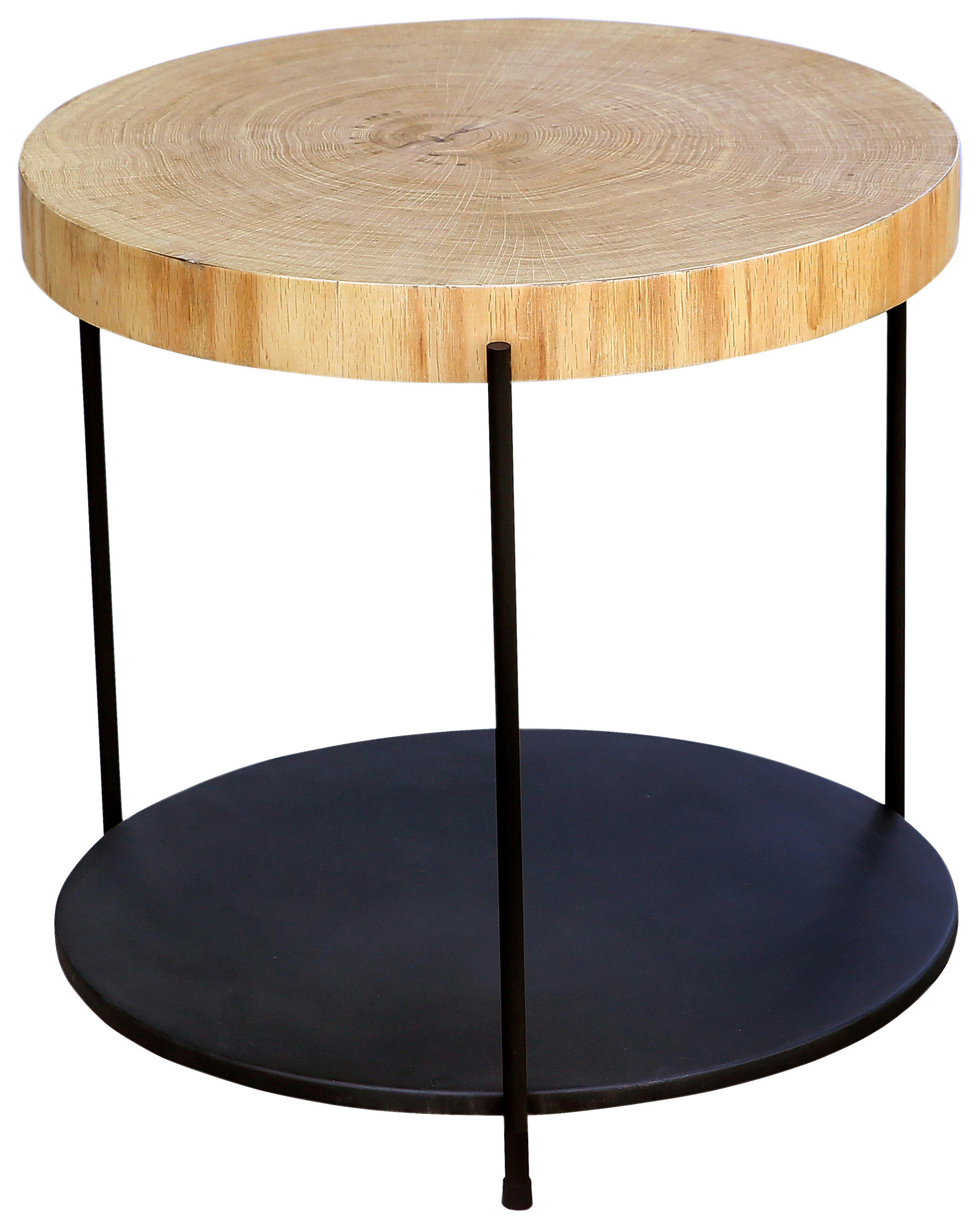 BEISTELLTISCH 50/50/55 cm Eiche furniert Schwarz, Eichefarben rund  - Eichefarben/Schwarz, Natur, Holz/Holzwerkstoff (50/50/55cm) - Waldwelt