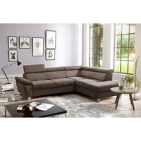 ECKSOFA Dunkelbraun Mikrofaser  - Chromfarben/Dunkelbraun, Design, Textil/Metall (248/208cm) - Livetastic
