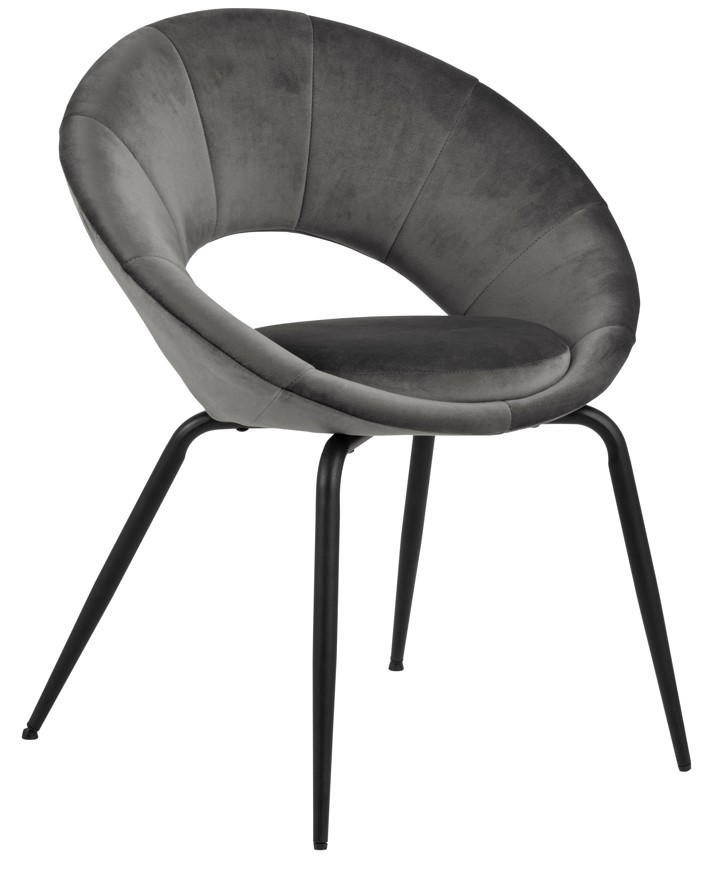 STUHL  in Samt Textil  - Schwarz/Grau, Trend, Textil/Metall (65/80/56cm) - MID.YOU